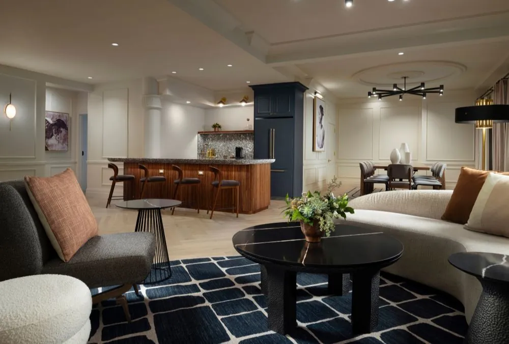 Spacious suite with kitchen and seating area